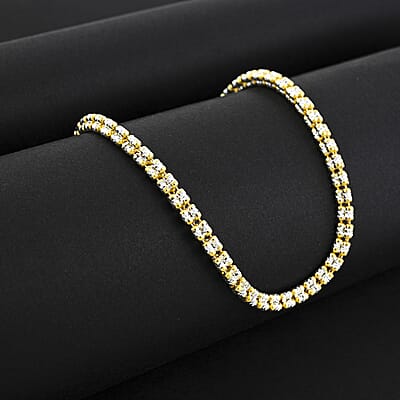 Italian 14K YG and Rhodium Over Sterling Silver 5 Line Ice Necklace (18 Inches) (31.4 g)