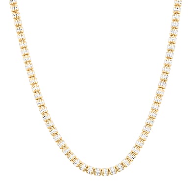 Italian 14K YG and Rhodium Over Sterling Silver 5 Line Ice Necklace (18 Inches) (31.4 g)
