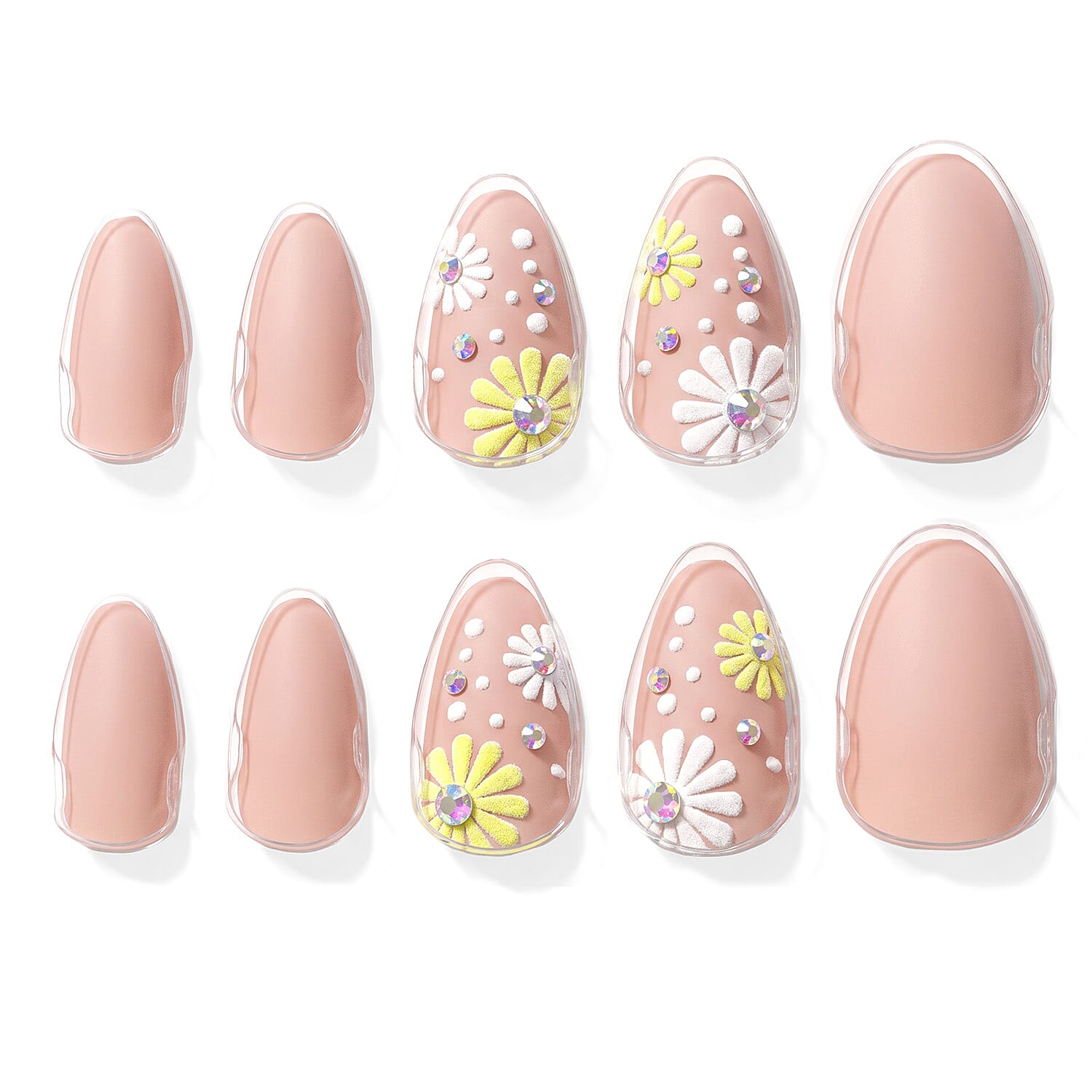 Act Brand New Press On Nail Kit- Daily Dose (Matte Floral Rhinestones)
