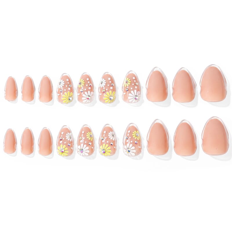 Act Brand New Press On Nail Kit- Daily Dose (Matte Floral Rhinestones)