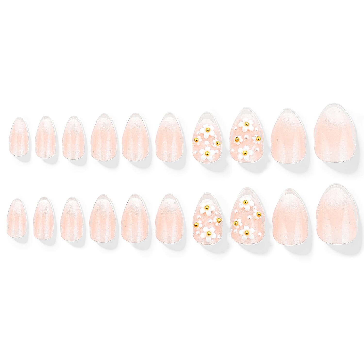Act Brand New Press On Nail Kit- Talk Floral To Me (Nude with Daisys & Pearls)