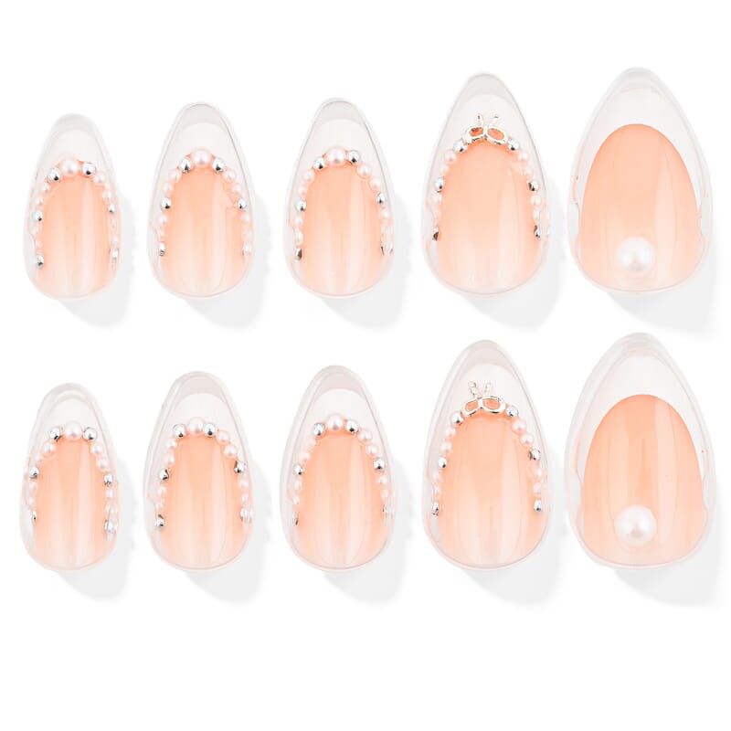 Act Brand New Press On Nail Kit- Charmed For Sure (French Tip & Pearls)
