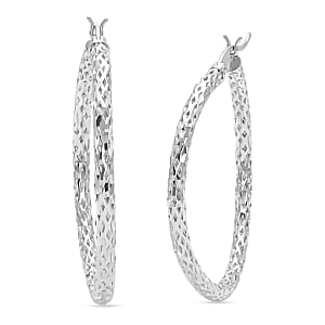Hoop Earrings in Rhodium Over Sterling Silver 3.35 Grams