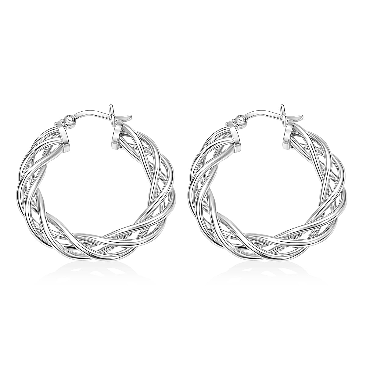 Hoop Earrings in Rhodium Over Sterling Silver 4.05 Grams image number 3