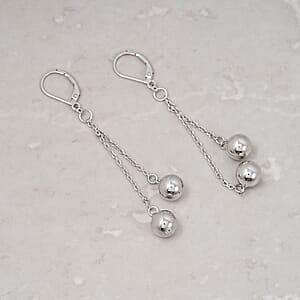 Hoop Earrings in Rhodium Over Sterling Silver 4.35 Grams
