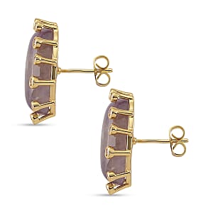 African Amethyst and Simulated Diamond 28.00 ctw Earrings in Goldtone