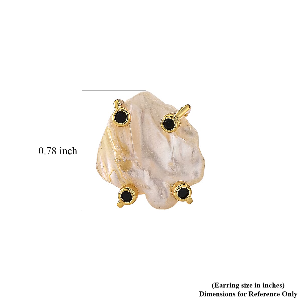 White Shell Pearl and Simulated Black Diamond 2.00 ctw Beaded Earrings in Goldtone