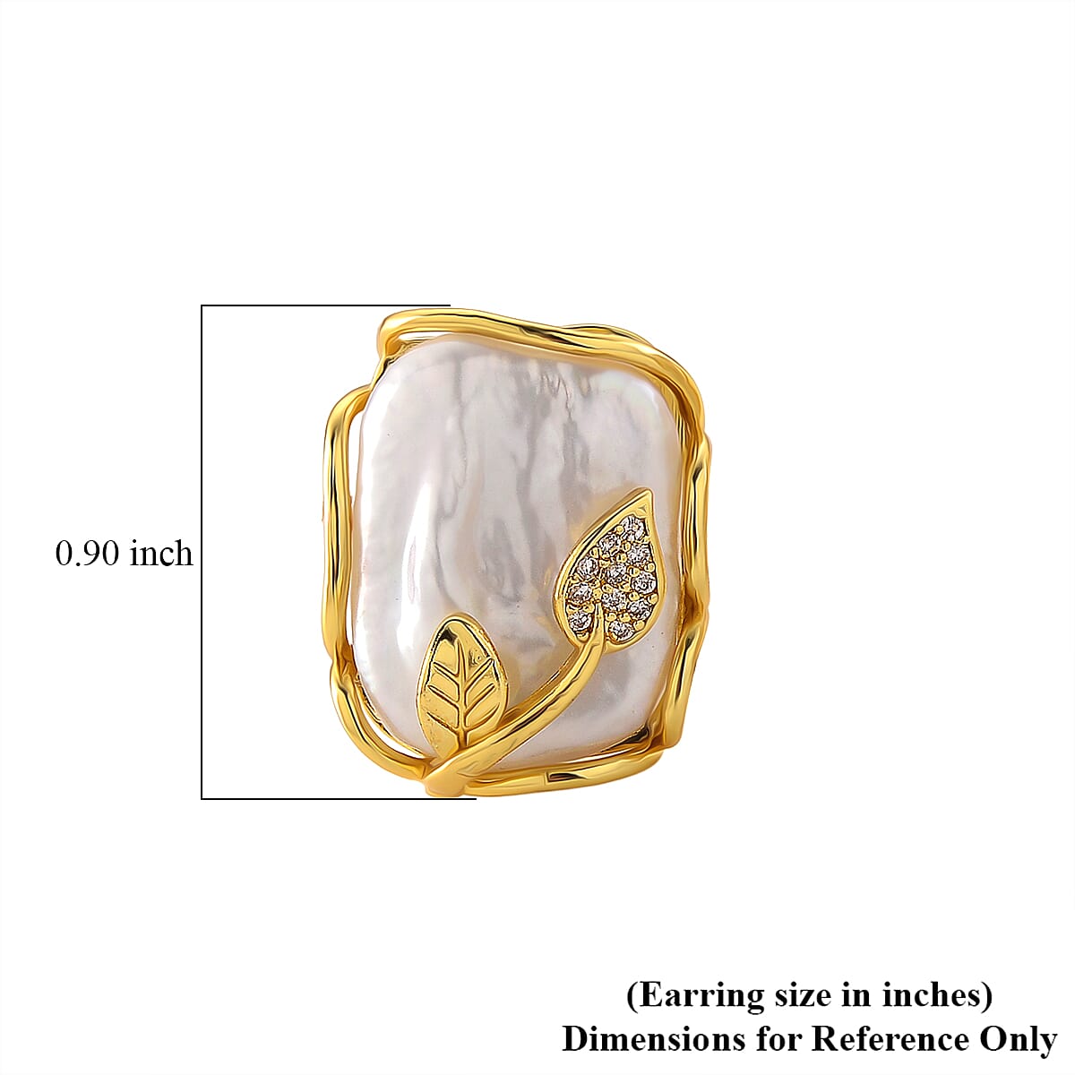 White Shell Pearl and Simulated Diamond 2.00 ctw Earrings in Goldtone