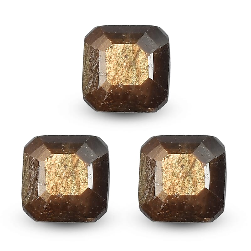 Asscher Cut Chocolate Sapphire Set of 3 (Oct 6x6 mm) 4.34 ctw