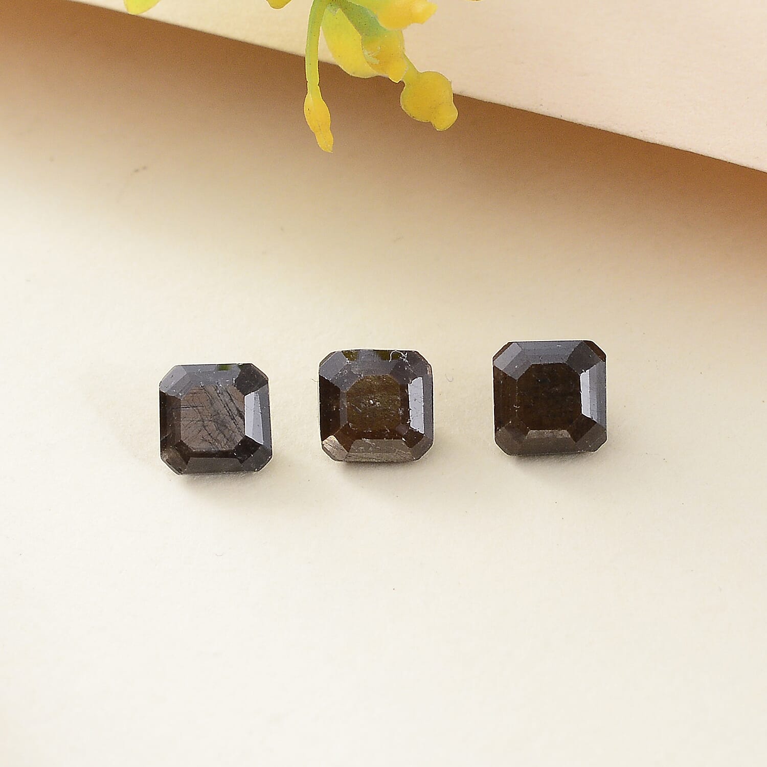 Asscher Cut Chocolate Sapphire Set of 3 (Oct 6x6 mm) 4.34 ctw