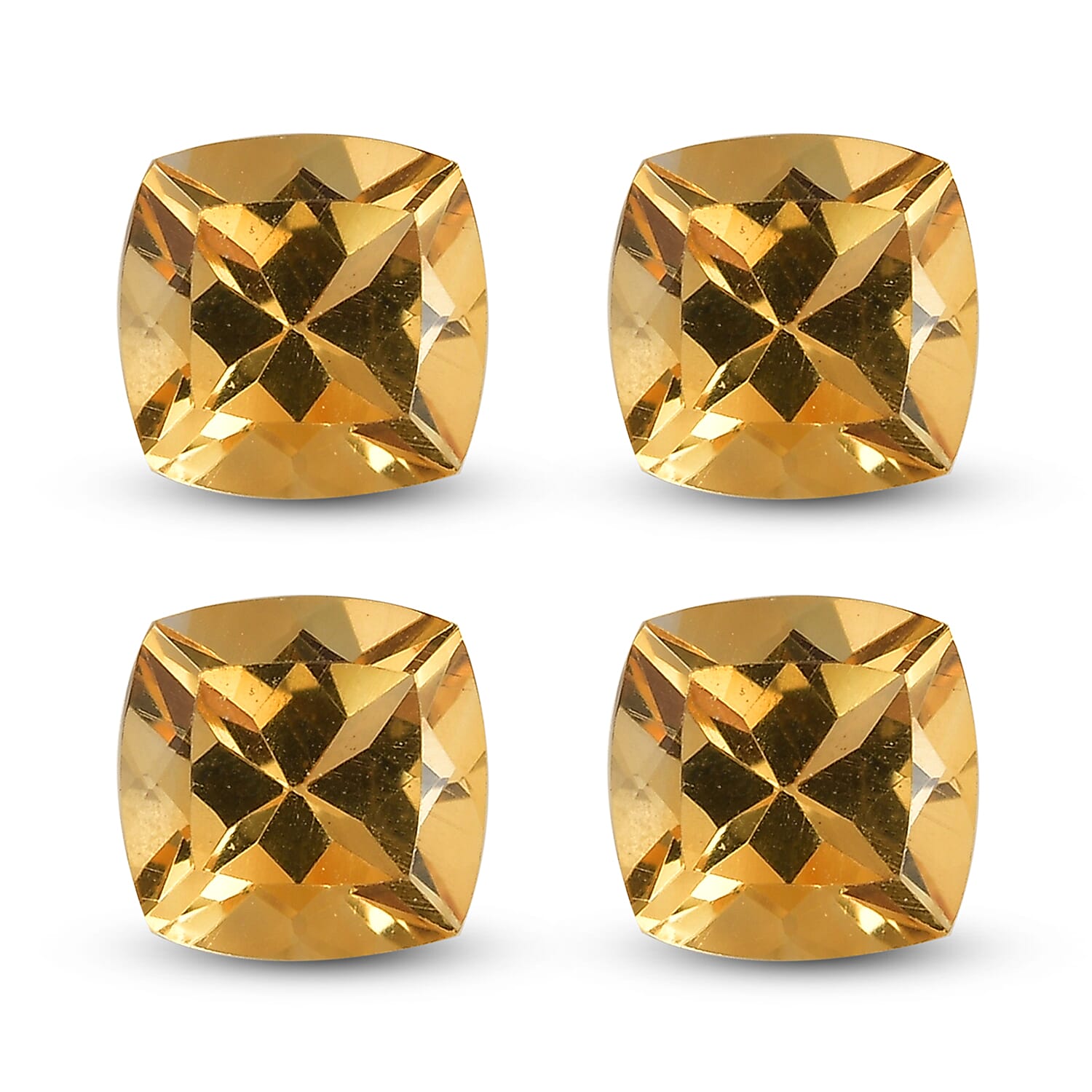 Premium Brazilian Citrine Set of 4 (Cush 5x5 mm) 2.19 ctw