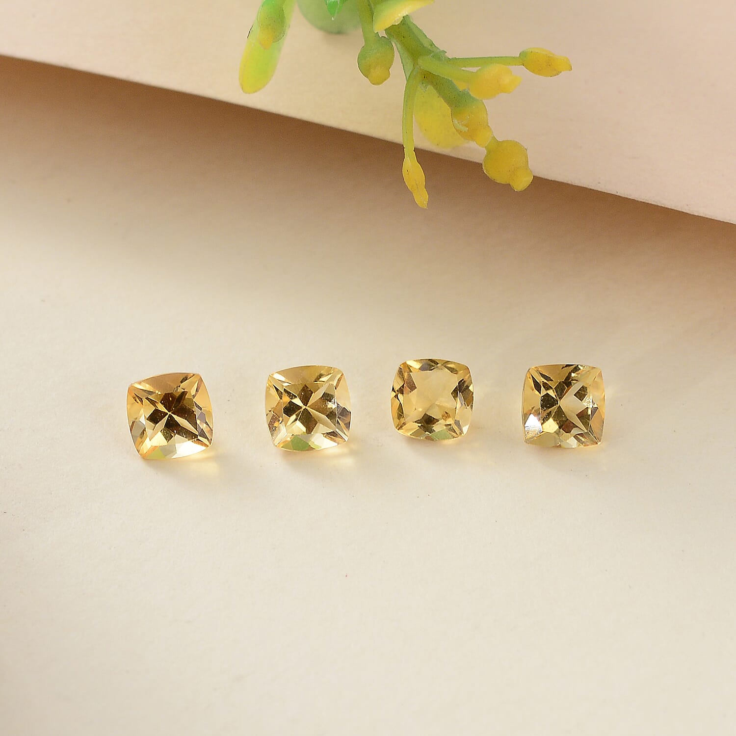 Premium Brazilian Citrine Set of 4 (Cush 5x5 mm) 2.19 ctw