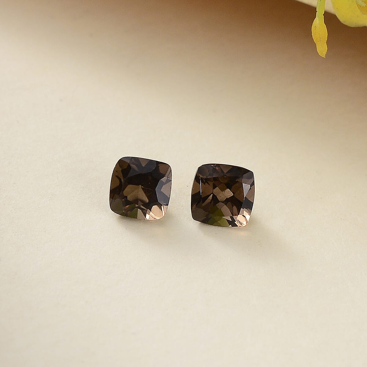 Smoky Quartz Set of 2 (Cush 5x5 mm) 1.08 ctw image number 1