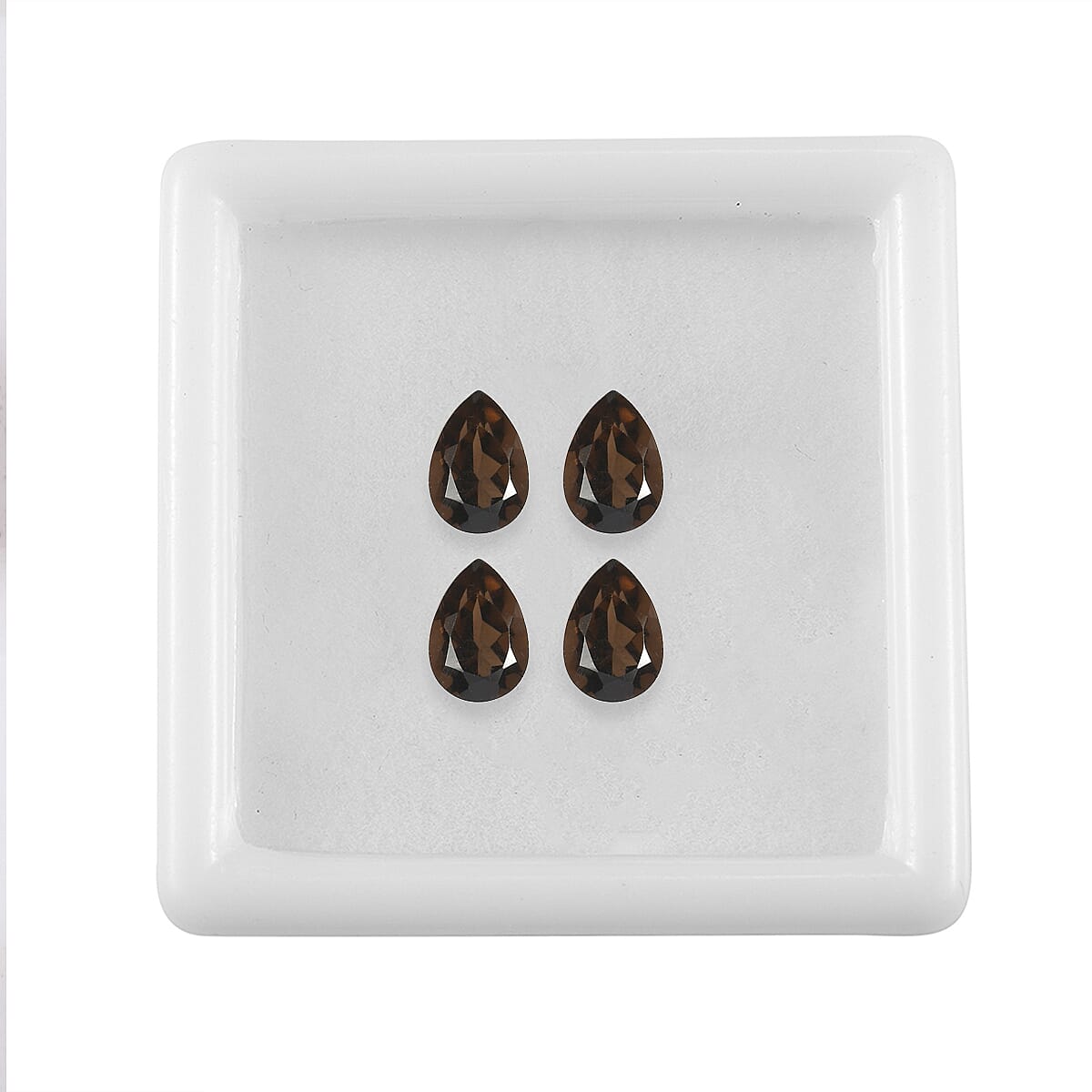 Premium Smoky Quartz Set of 4 (Pear 7x5 mm) 2.55 ctw