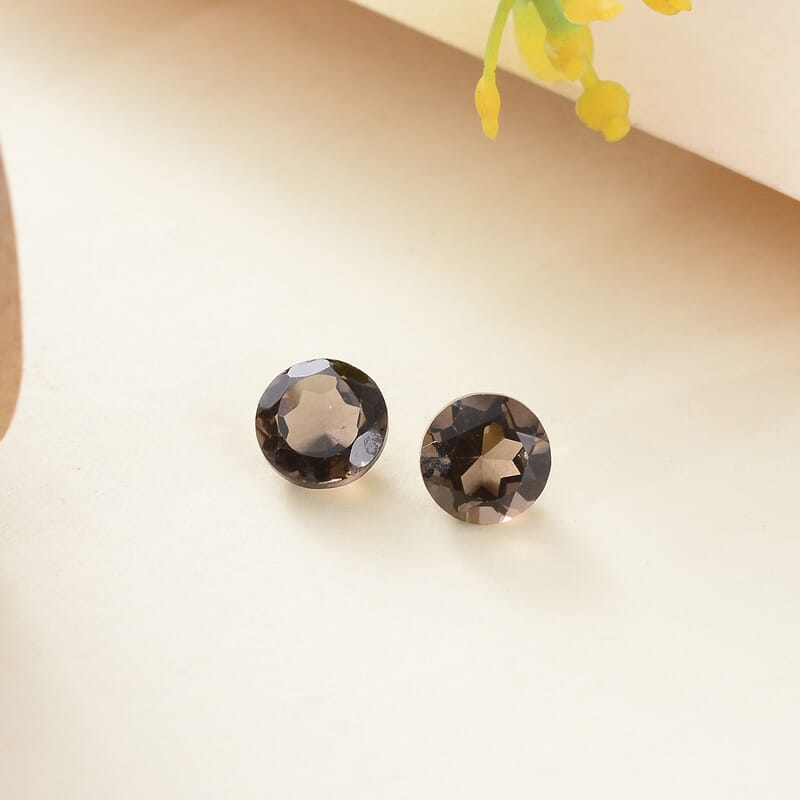 Smoky Quartz Set of 2 (Rnd 7 mm) 2.03 ctw