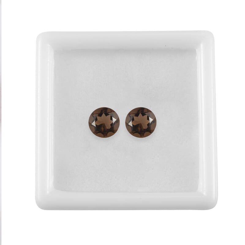 Smoky Quartz Set of 2 (Rnd 7 mm) 2.03 ctw