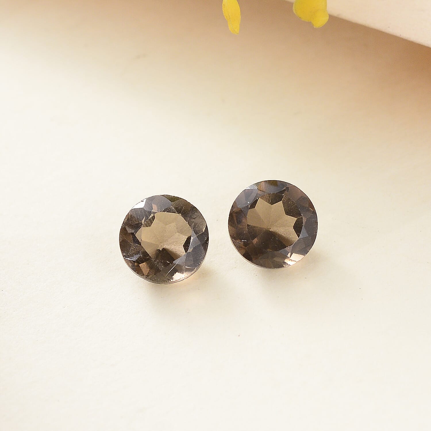 Premium Smoky Quartz Set of 2 (Rnd 7 mm) 2.24 ctw
