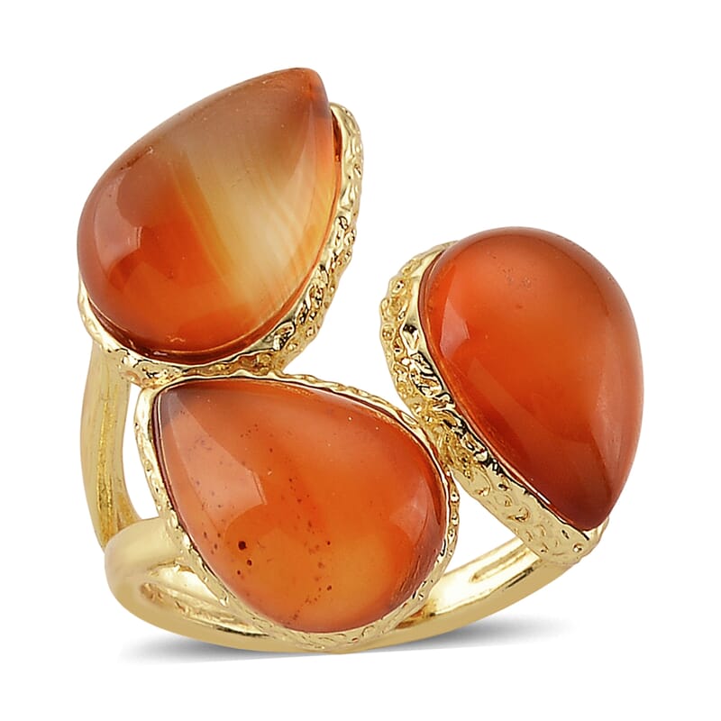 Red Agate 25.00 ctw Ring (Adjustable) in Silvertone