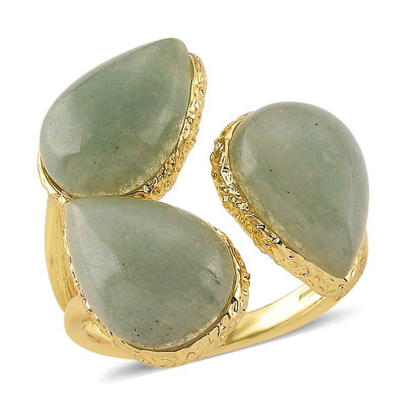 Green Aventurine 25.00 ctw Ring (Adjustable) in Silvertone