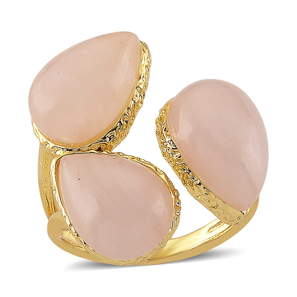 Galilea Rose Quartz 25.00 ctw Ring (Adjustable) in Silvertone