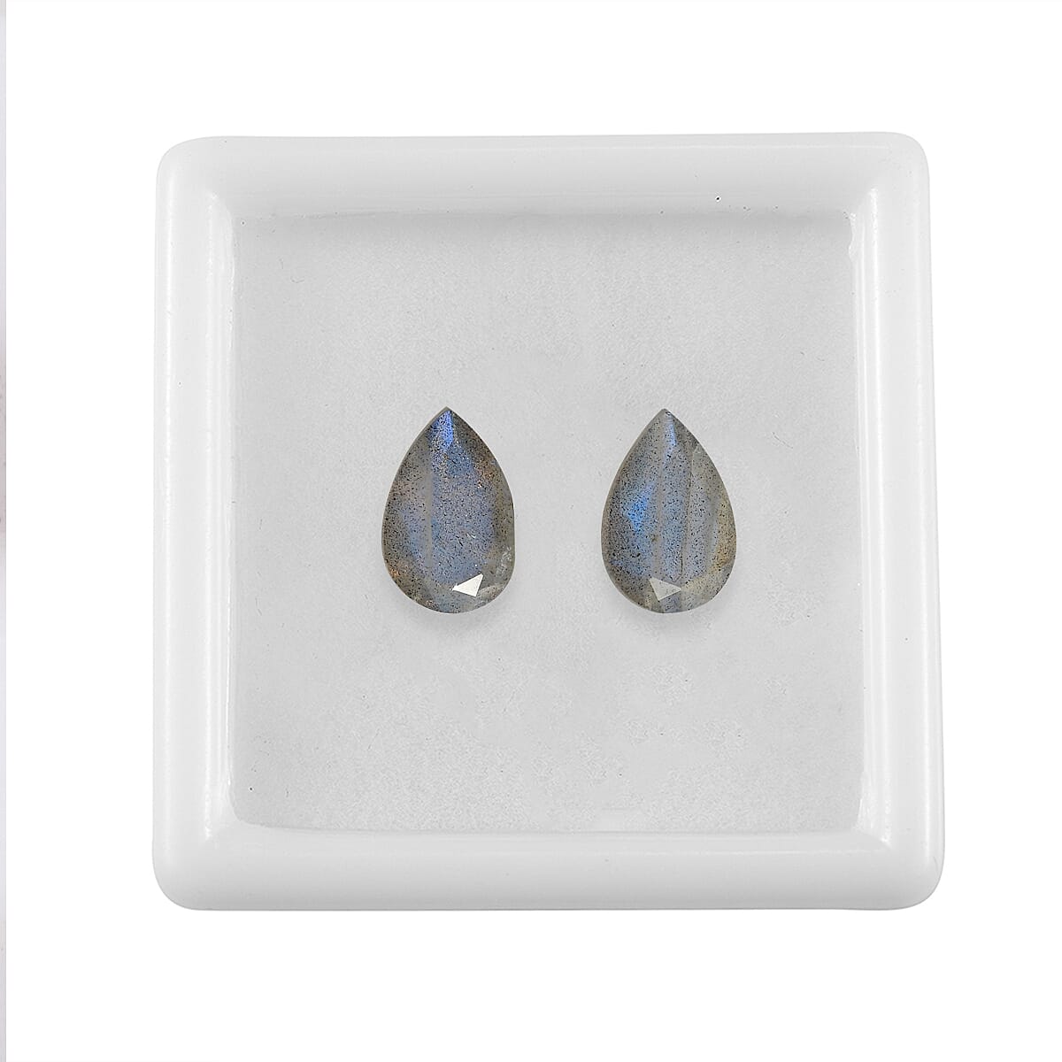 Premium Malagasy Labradorite Set of 2 (Pear 9x6 mm) 2.31 ctw