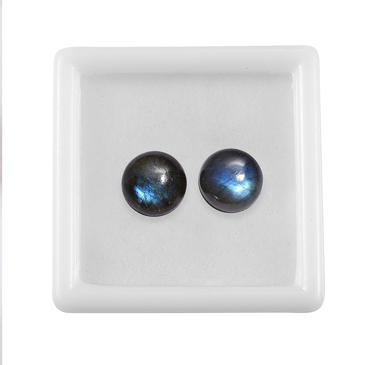 AAA Malagasy Labradorite Set of 2 (Rnd 10 mm) 8.09 ctw