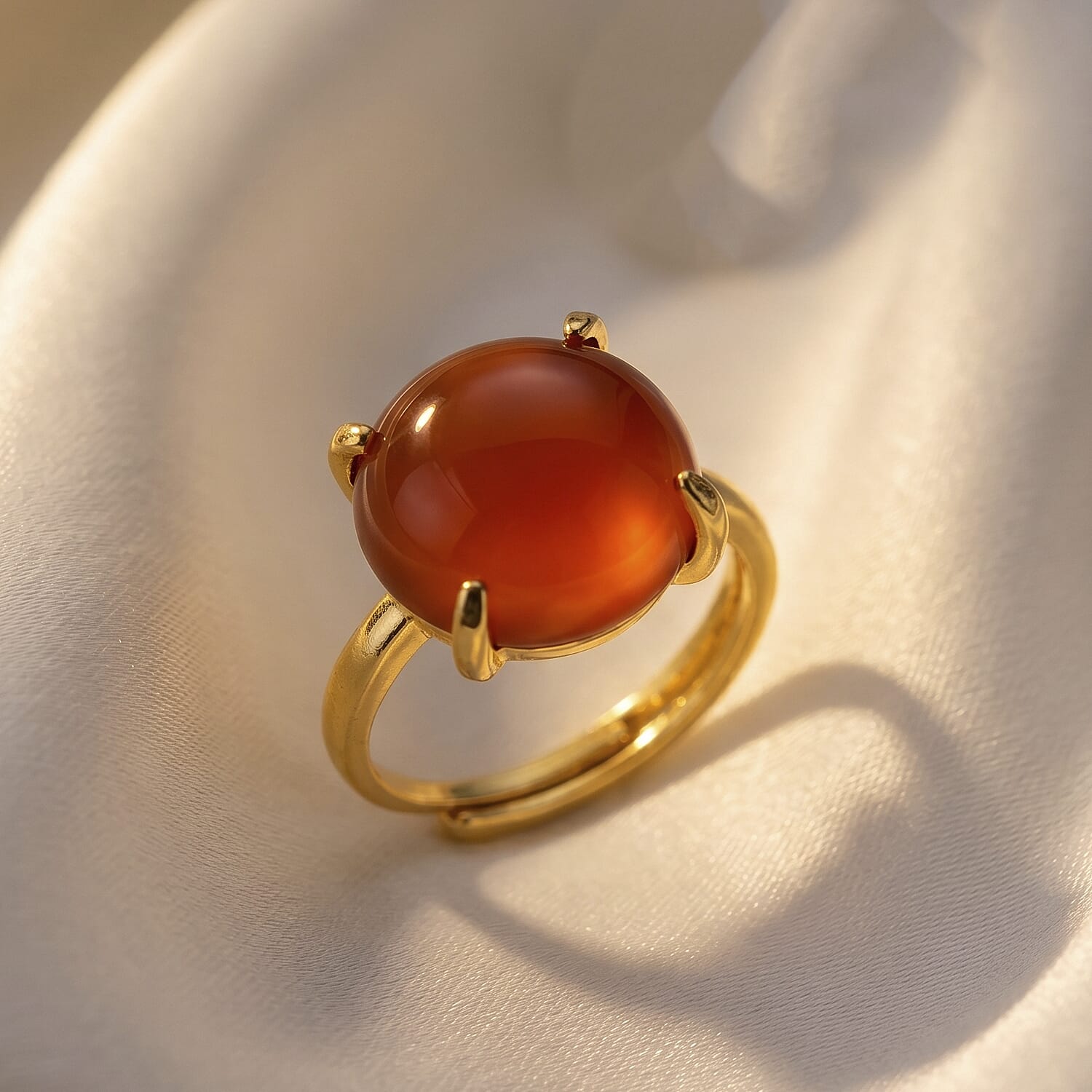 Red Agate 8.00 ctw Ring (Adjustable) in Silvertone