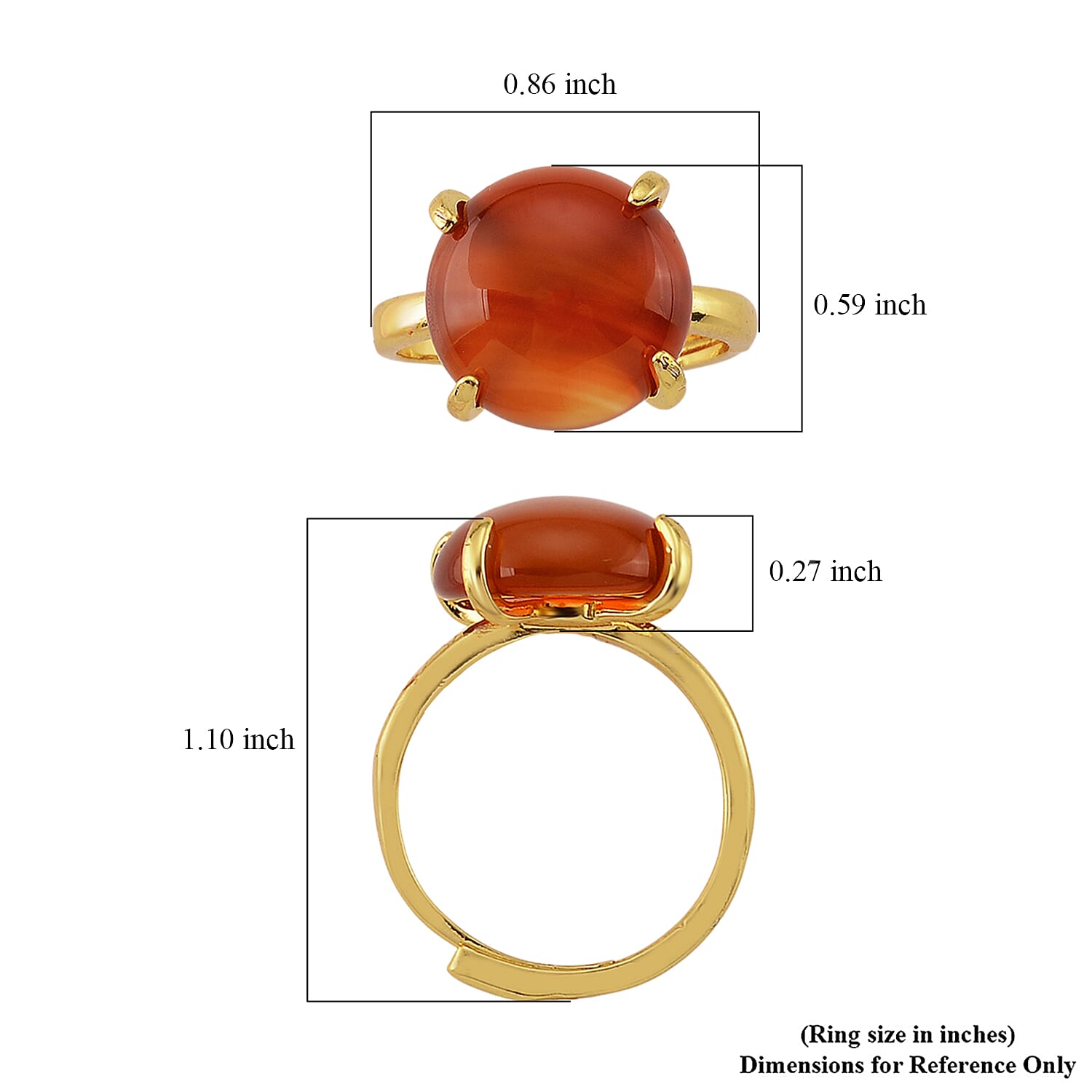Red Agate 8.00 ctw Ring (Adjustable) in Silvertone