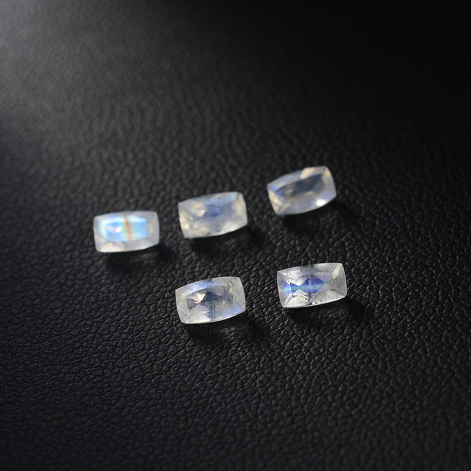 Premium Rainbow Moonstone Set of 5 (Cush 5x3 mm) 1.25 ctw
