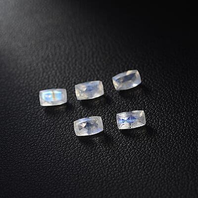 Premium Rainbow Moonstone Set of 5 (Cush 5x3 mm) 1.25 ctw