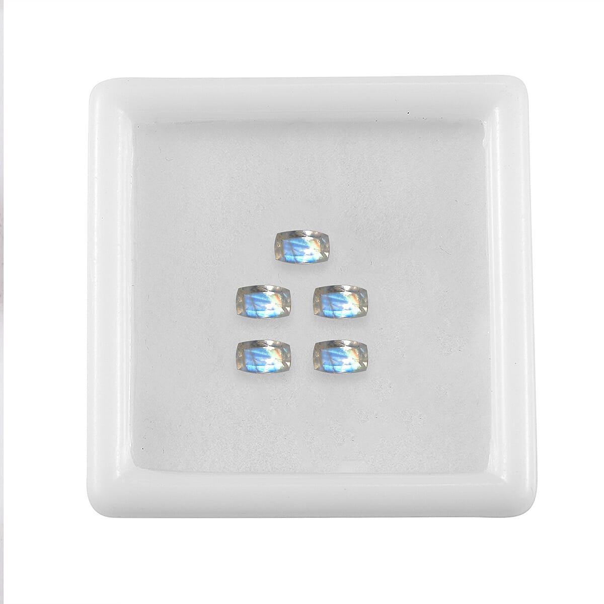 Premium Rainbow Moonstone Set of 5 (Cush 5x3 mm) 1.25 ctw