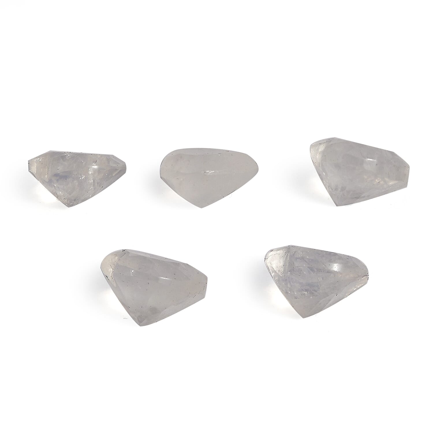 Rainbow Moonstone Set of 5 (Hrt 6 mm) 3.73 ctw
