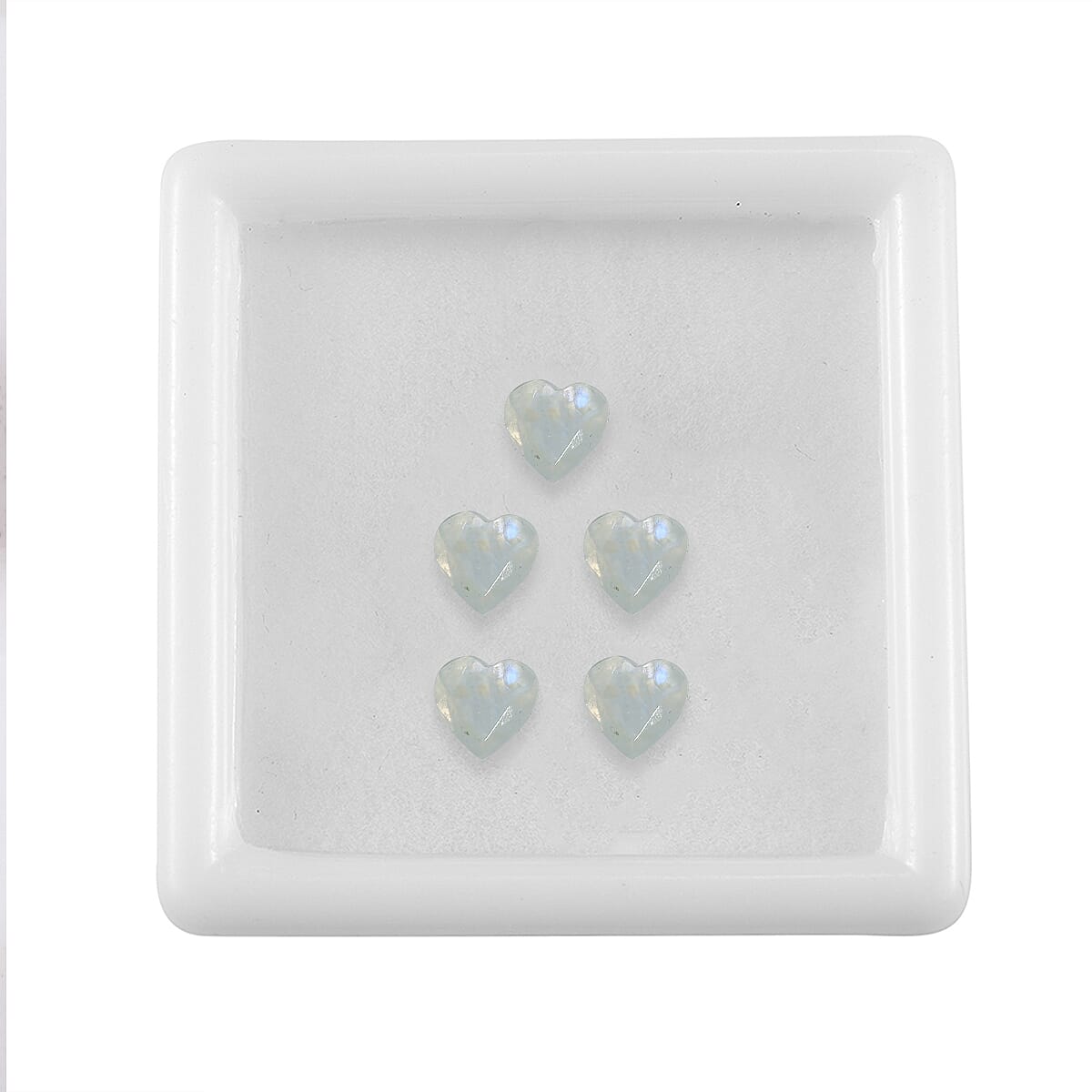 Rainbow Moonstone Set of 5 (Hrt 6 mm) 3.73 ctw
