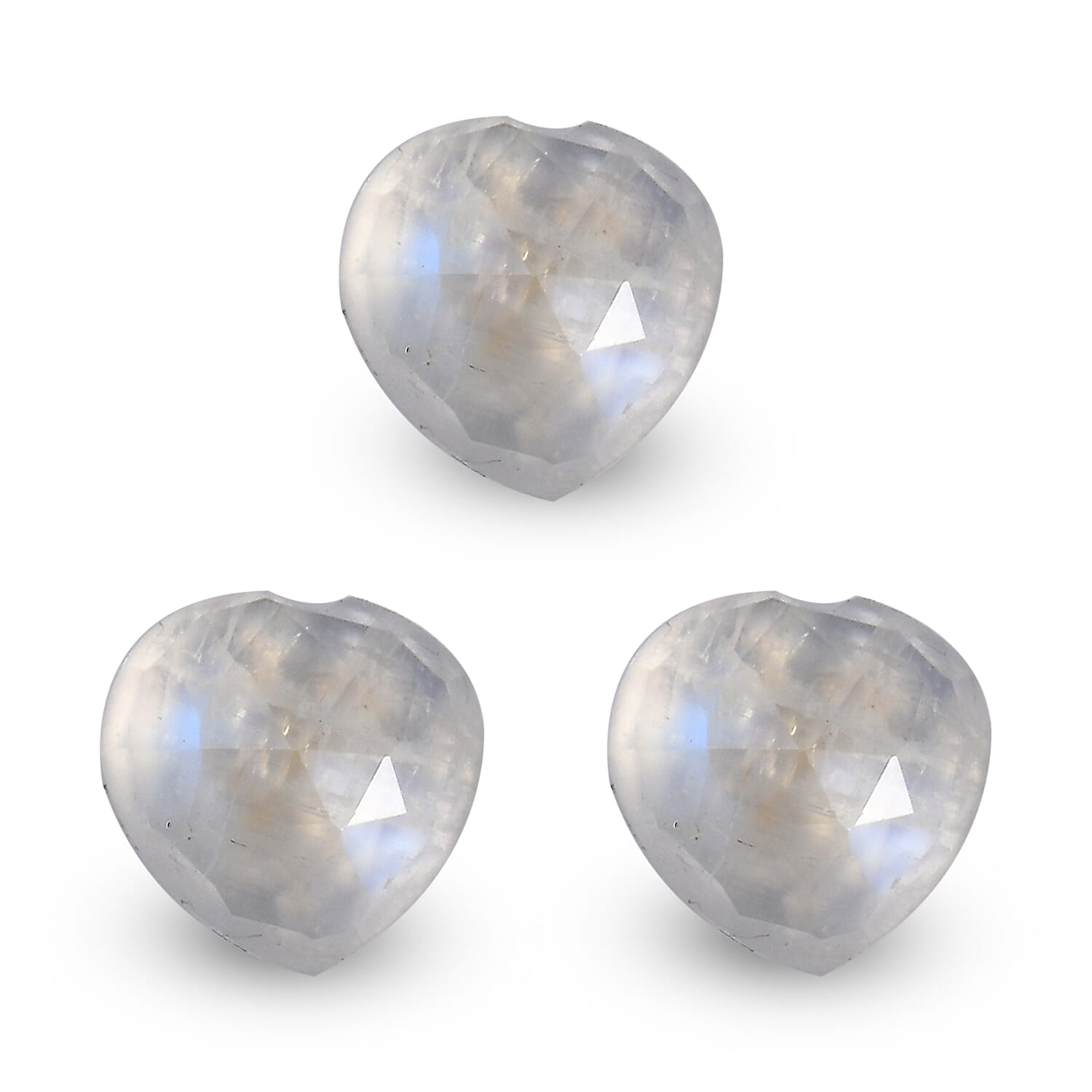Rainbow Moonstone Set of 3 (Hrt 6 mm) 2.39 ctw