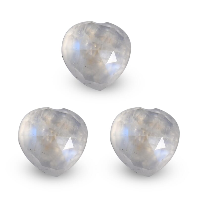 Rainbow Moonstone Set of 3 (Hrt 6 mm) 2.39 ctw