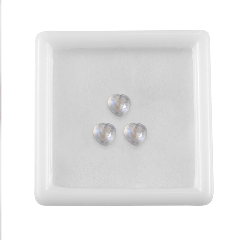 Rainbow Moonstone Set of 3 (Hrt 6 mm) 2.39 ctw