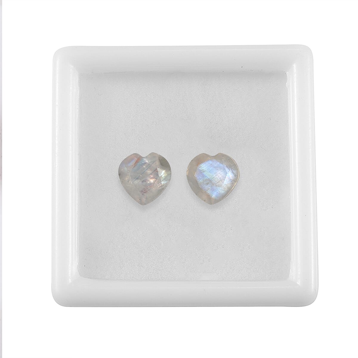 Rainbow Moonstone Set of 2 (Hrt 7 mm) 2.36 ctw