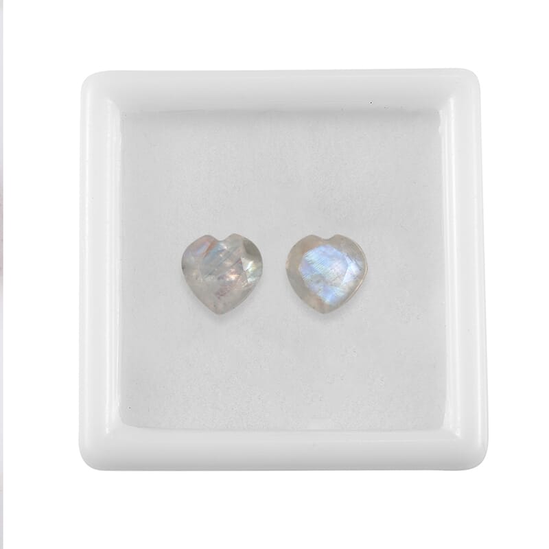 Rainbow Moonstone Set of 2 (Hrt 7 mm) 2.36 ctw