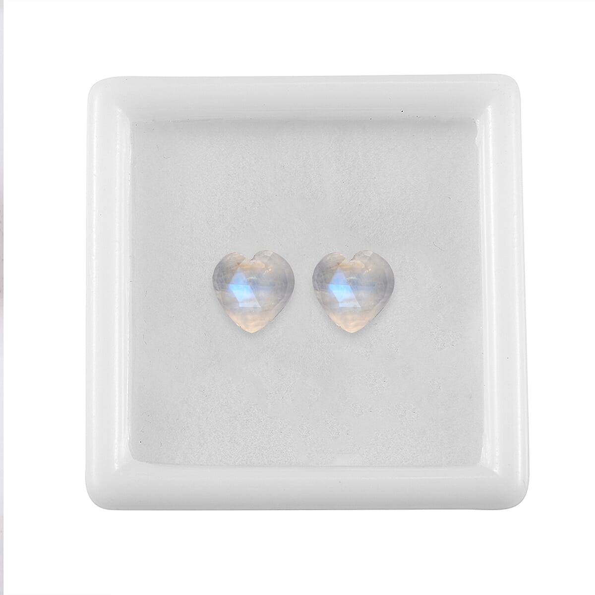 Rainbow Moonstone Set of 2 (Hrt 8 mm) 4.06 ctw