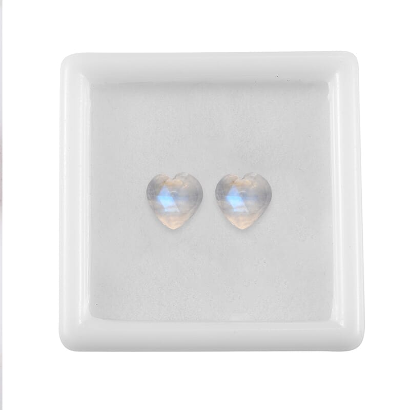 Rainbow Moonstone Set of 2 (Hrt 8 mm) 4.06 ctw
