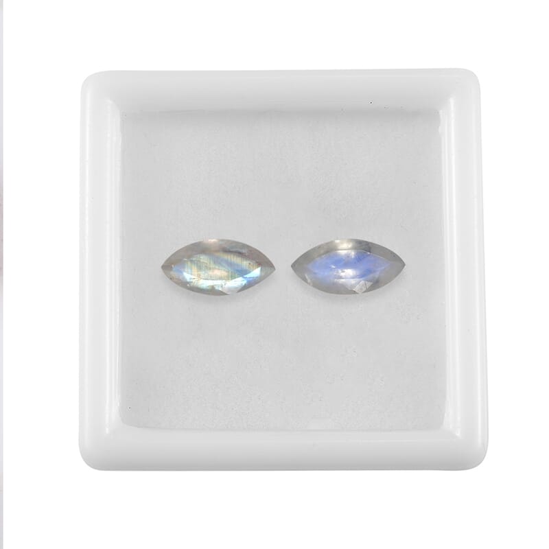 Rainbow Moonstone Set of 2 (Mrq 12x6 mm) 2.82 ctw