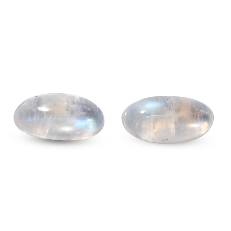 Rainbow Moonstone Set of 2 (Ovl 10x5 mm) 2.50 ctw