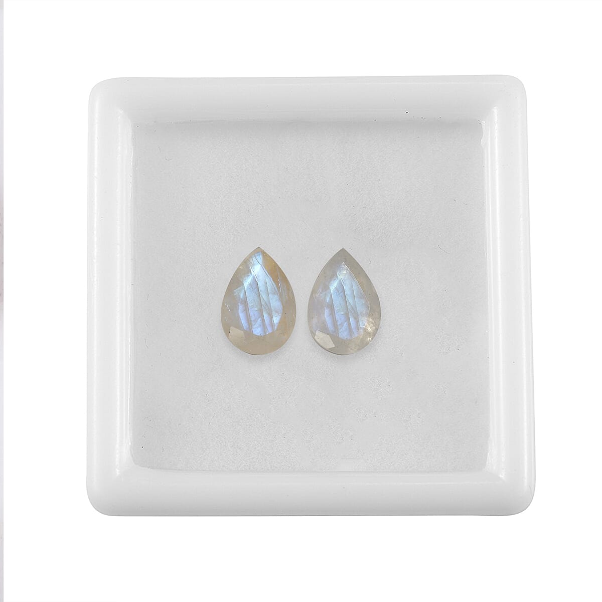 Premium Rainbow Moonstone Set of 2 (Pear 10x7 mm) 3.38 ctw