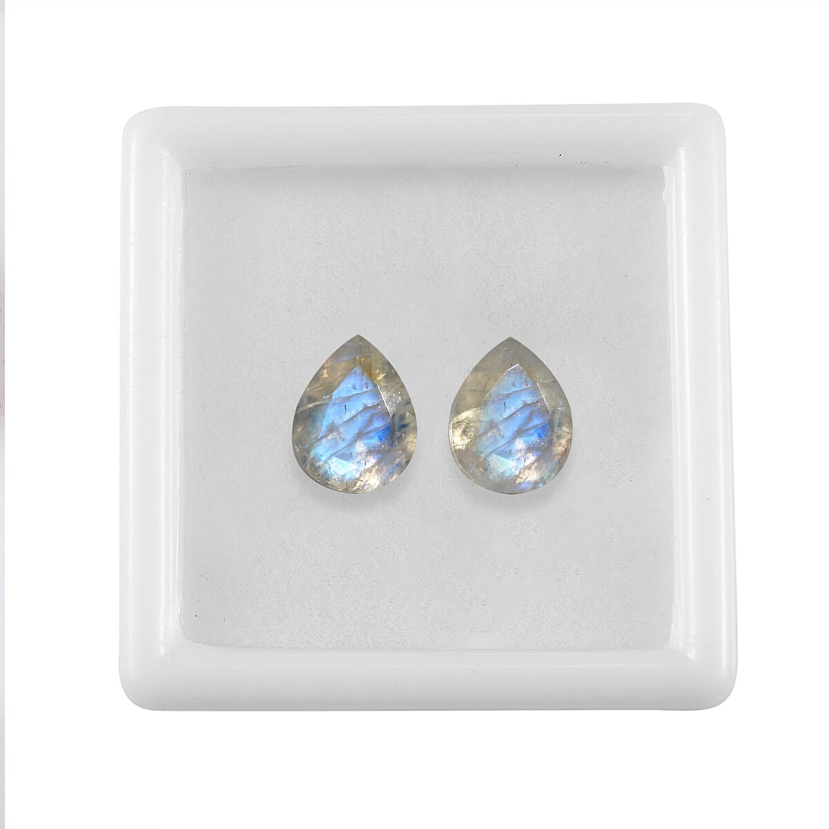 Rainbow Moonstone Set of 2 (Pear 10x8 mm) 4.06 ctw