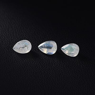Premium Rainbow Moonstone Set of 3 (Pear 7x5 mm) 1.96 ctw