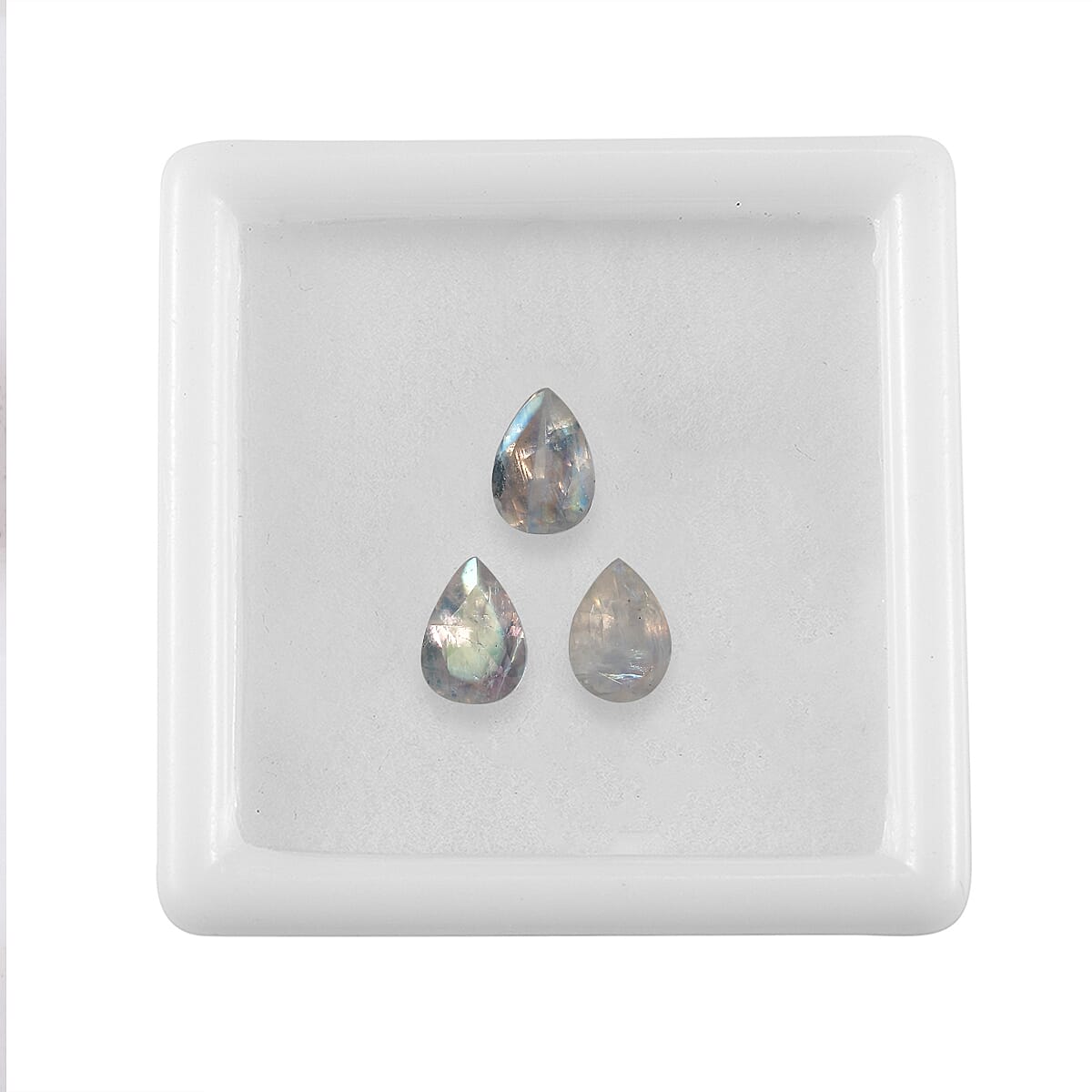 Premium Rainbow Moonstone Set of 3 (Pear 7x5 mm) 1.96 ctw