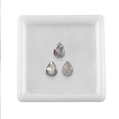 Premium Rainbow Moonstone Set of 3 (Pear 7x5 mm) 1.96 ctw