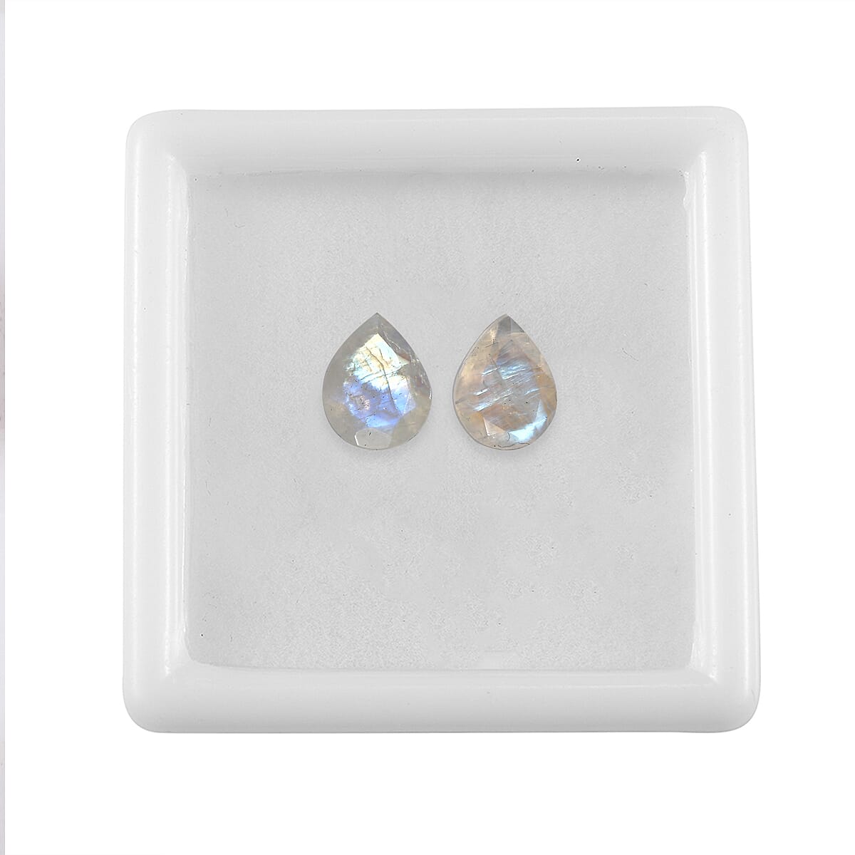 Rainbow Moonstone Set of 2 (Pear 9x7 mm) 2.88 ctw