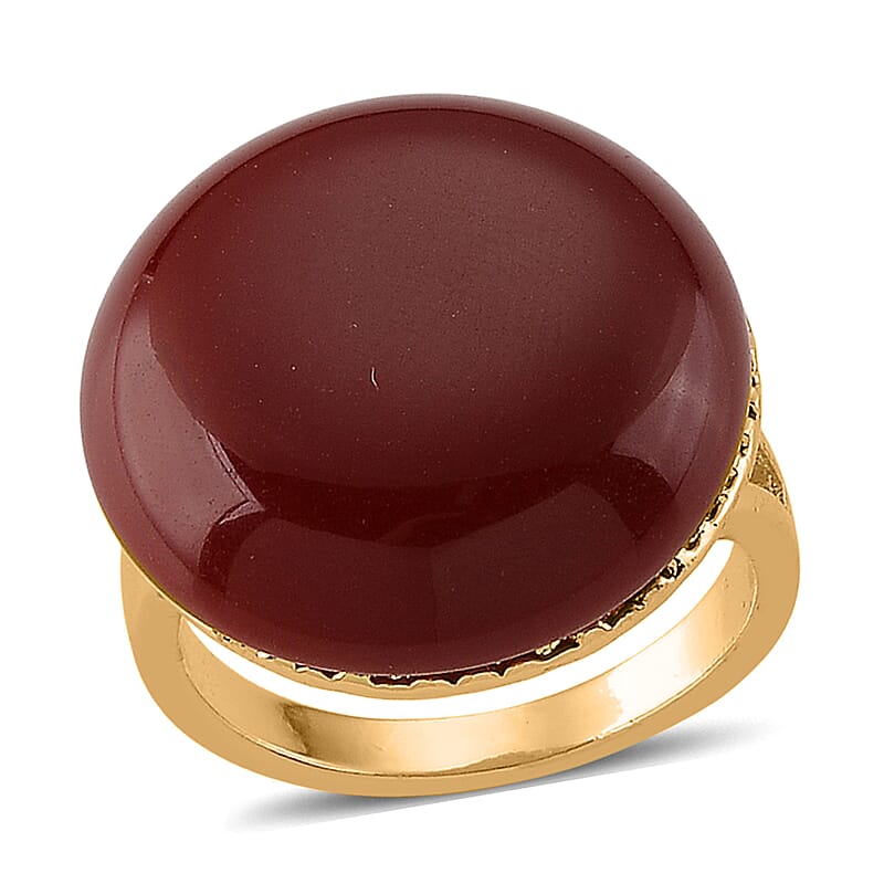 Coral Color Shell Pearl Ring (Adjustable) in Goldtone