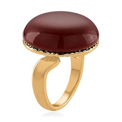 Coral Color Shell Pearl Ring (Adjustable) in Goldtone